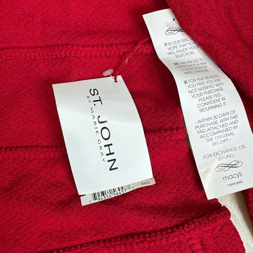 St. John Red Zip-Front Knit Jacket - Picture 10 of 11